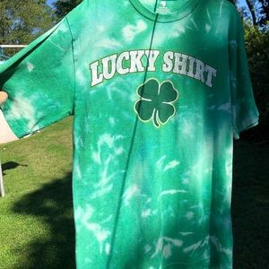 Lucky green acid wash tee
